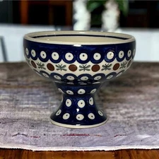 Boleslawiec Polish Pottery Nature Mosquito 4" Footed Bowl Dessert Compote