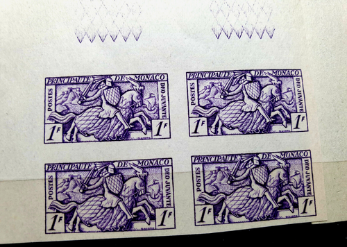 Monaco 1951 imperf MNH Horseback Knight 20 Stamps Quartblocks Set YT €268.00 - Picture 4 of 9