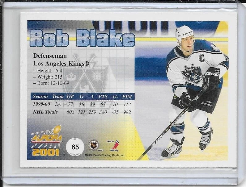 2000-01 Aurora Rob Blake Premiere Date # 65 #d/50 - Image 2 of 2