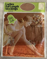 Vintage Petite Belle Ladies Full Length Stockings Sz 9.5 Med Color Cinnamon
