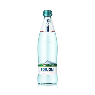 Borjomi Sparkling Natural Mineral Water with CO2 Added, 16.9oz.(12 pack) GLASS