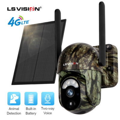 2K 4G LTE Solar 360° PTZ Trail Camera Game IP66 Security Cam SIM Card