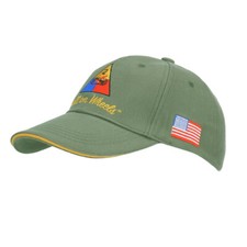 US Army 2Nd Armored Division Baseball Cap Hell On Wheels Patches US Flag Allied