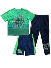 NEW- DC Comics Boys' Justice League Shirt, Shorts and Pants 3-Piece Set 3T