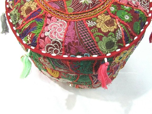Khambadiya Floral Patchwork Round Bean Bag Pouf Ottoman Pouffe Cover Seat Stool - Picture 46 of 90