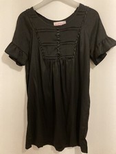 Vintage Y2K Koci Koci black silky w puff short sleeve babydoll dress One Size