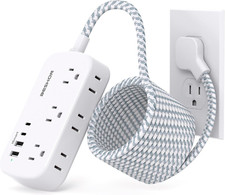 15FT Flat Extension Cord, Flat Plug Power Strip with USB C, Ultra Thin Flat Plug