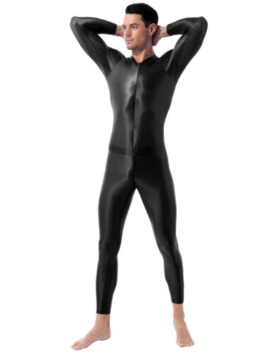 Mens Glossy Sport Bodysuit Full Body Stockings Jumpsuit Clubwear Party Underwear - Picture 31 of 57