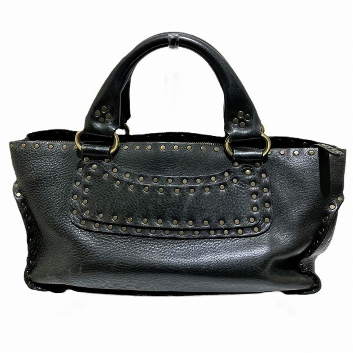 CELINE Boogie Bag CE00 23 Black Studs Handbag Women's