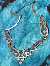 Vintage Alpaca Silver Crushed Turquoise Necklace Choker Excellent Stunning