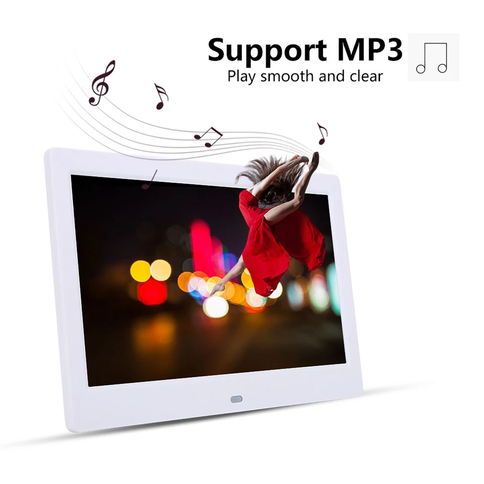 10 HD Screen Digital Photo Frame Alarm Clock MP3/4 Movie Player (White )☚ - Image 3 of 4