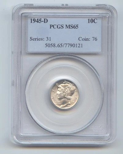 1945-D Mercury Dime, PCGS MS-65
