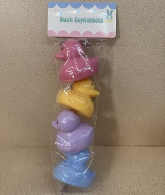 NEW Plastic Fillable Duck Shaped Easter Eggs Set/4 Pastel Colors 2.5  Containers