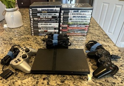 Sony PlayStation 2 PS2 Slim Console Bundle 25 Games & Controllers *Read