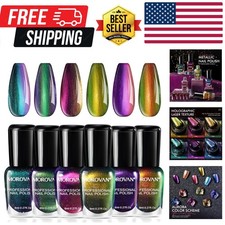 Fingernail Nail Polish Set: Holographic Metallic Lacquer Air Dry Nail Polish ...