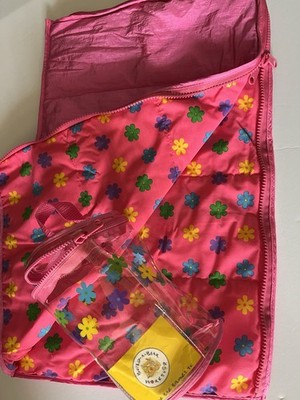 Build-A-Bear Workshop Pink Sleeping Bag w/Zipper Case Flowers Reversible
