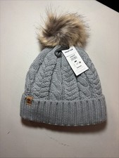 NWT Timberland Cable Knit PomPom Beanie with Fleece Lining