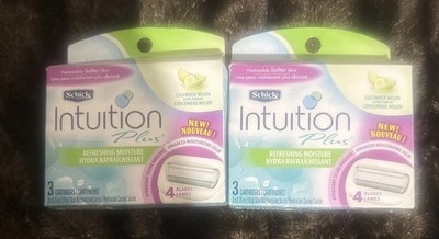 2 X Schick Intuition Plus Cucumber Melon Cartridges 3 Cartridges EACH SEALED BOX