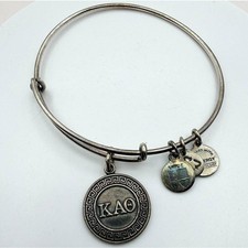VTG 80s Alex and Ani Kappa Alpha Theta KAO Sorority Silver Tone Bangle Bracelet