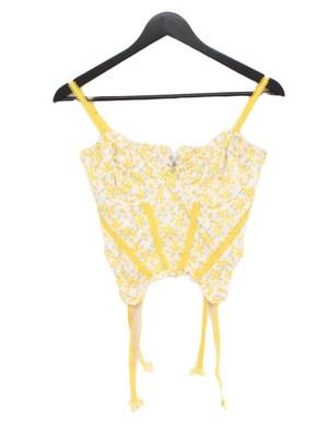 For Love & Lemons Damen Top S weiß Polyester mit Elasthan Cropped