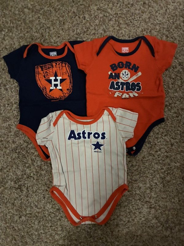 MLB Official Houston Astros Baby Bodysuits 18 Months Set Of 3