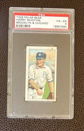 T206 Harry McIntyre Brooklyn & Chicago - Polar Bear Back - PSA 4 VG/EX