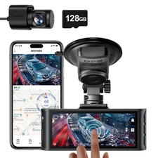 REDTIGER 4K Dash Cam Front and Rear, Touch Screen 3.18 Inch, Free 128GB Card