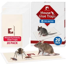 Mouse Traps, 20 Pack Pre-Baited Sticky Mouse Traps Indoor for Home, Non-Toxic...