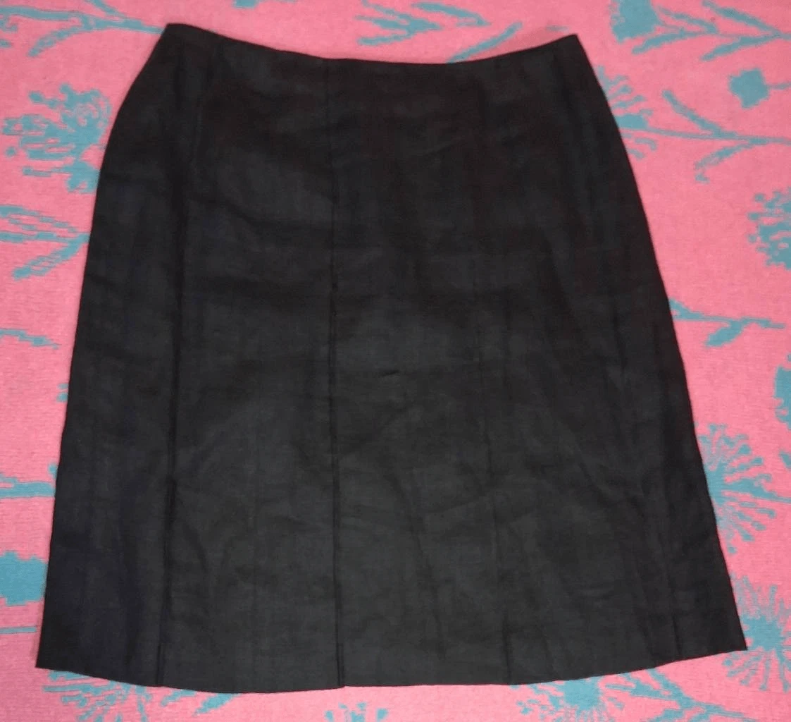 Talbots womens size 6 small 100% Irish linen skirt black