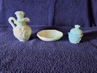 Vintage Green Milkglass Avon Bath Set
