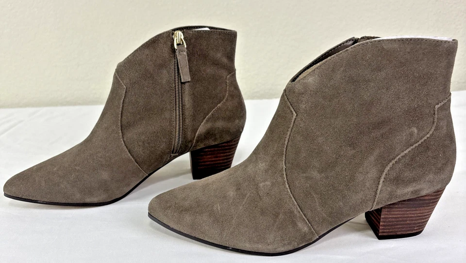 Tahari Harrison Brown Leather Suede Boots Side Zip Ankle Booties 8.5 M Western - Image 3 of 4