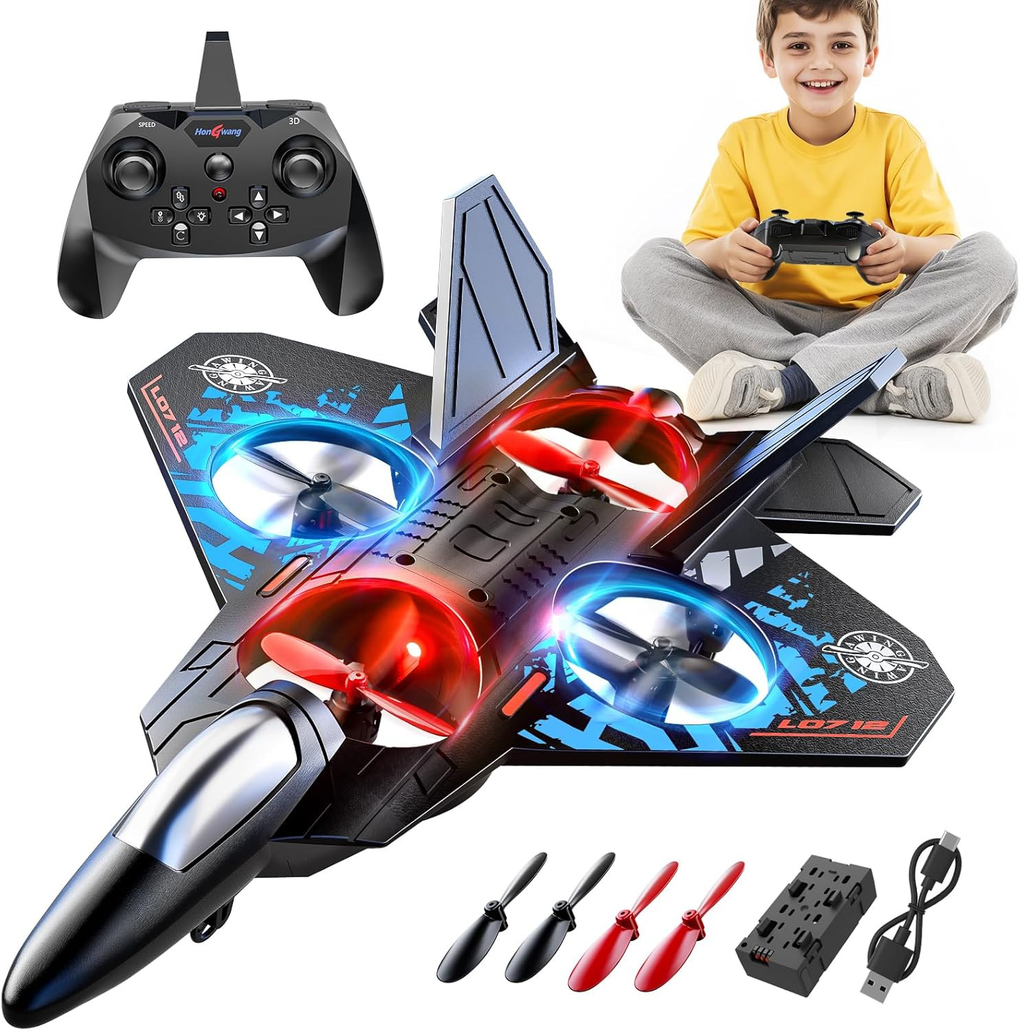 Avion RC Espuma Ninos 812 24Ghz Luces Coloridas Acrobacias Regalo Ninos Adultos