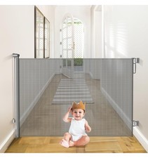 Babepai Retractable Baby Gates Extra Wide 55" Wide x 38" Tall Dog/Baby Gate Grey