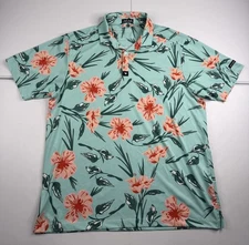 Bad Birdie Golf Polo Shirt Performance Stretch Tropical Floral Wicking 2XL EUC!