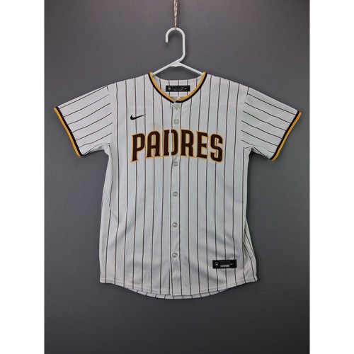 Nike San Diego Padres Tatis Jr #23 Jersey Youth L White Pinstripe Button Up MLB