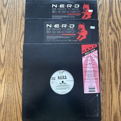 (3) N*E*R*D ''(2) She Wants To Move, (1) Rock Star'' - Lot of 3 12'' Vinyl Singles