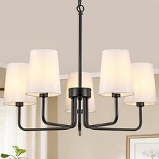 Modern Black 5-Light Farmhouse Chandelier Dining Room Kitchen Island R012