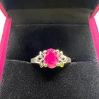 Vintage 925 Sterling Silver Genuine Ruby 8x6 Ring Art Deco