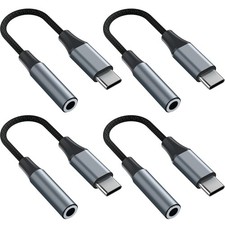 4pcs USB C to 3.5mm Female Headphone Jack Adapter, Upgrade Metal Case, Compat...