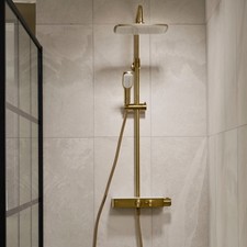 Triton Push Button Bar Diverter Thermostatic Mixer Shower Set - Brass RMPBDIV8