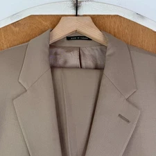 Lauren Ralph Lauren Suit Mens 46L Tan 3 Button 100% Wool PAnts 42x30 Pleated