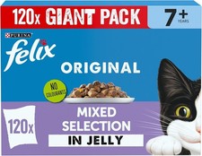 FELIX Original Senior 7+ Mixed Selection in Jelly Wet Cat Food 120x85g Pack Bulk 3.12 per kilo