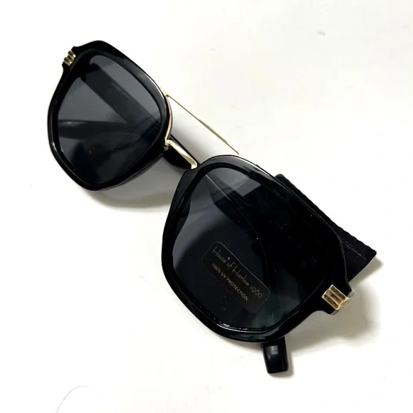 House of Harlow 1960 Aviator Sunglasses Black Double Bridge  display picture 1