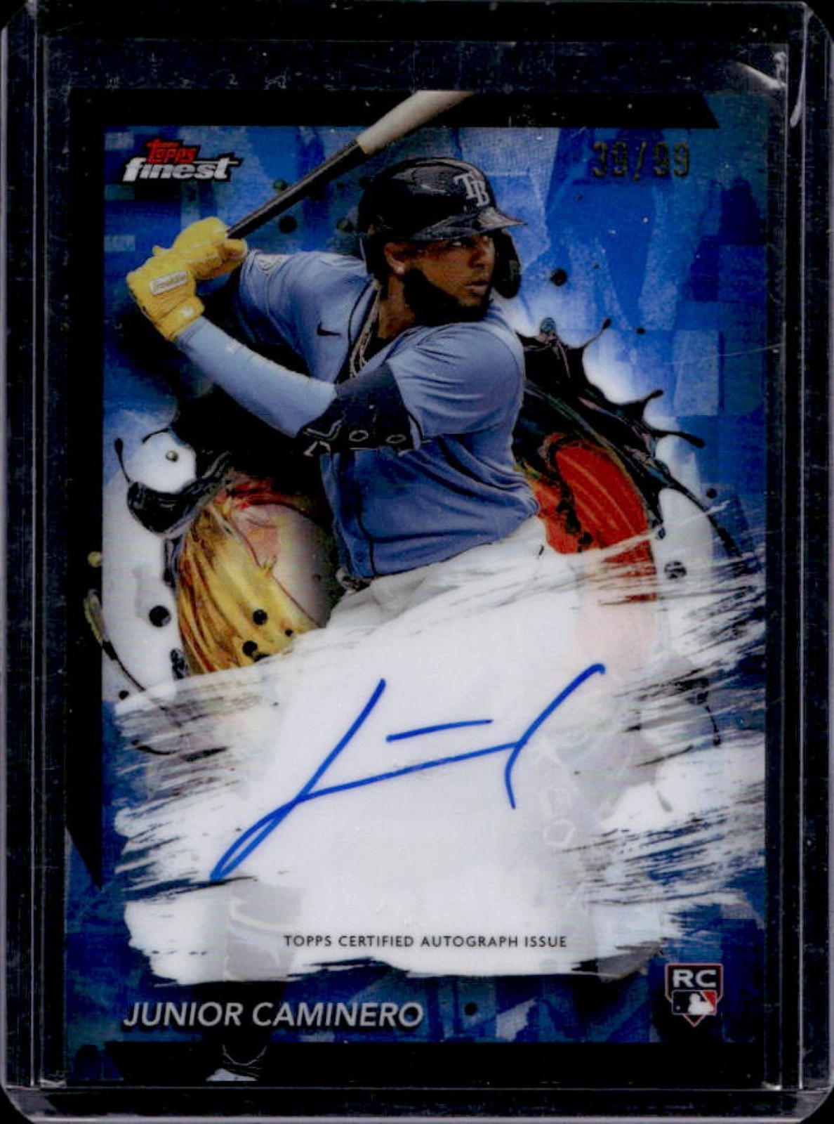 2024 Finest Junior Caminero Auto RC Blue Refractor Rookie #39/99 Rays