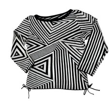 Vintage Bette Paige Sweater Top Women Sz M Black White Geometric Made In USA