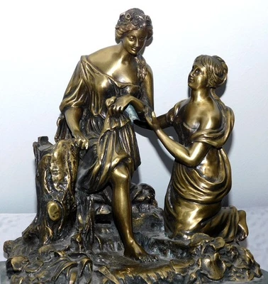 ANCIENNE SCULPTURE BRONZE SIGNÉE FERNANDO DE LUCA FEMMES FIN XIXème - Déb XXème - Photo 1/4