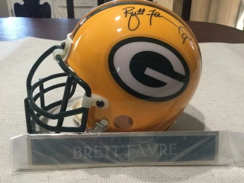 Green Bay Packers Brett Favre  Autographed Mini Helmet