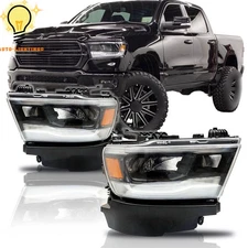 For Dodge RAM 1500 2019 2020 2021 2022 2023 Pair of LED Headlights Headlamp Assy