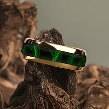 Deep Green Abalone Inlay Domed  Golden  Stain...