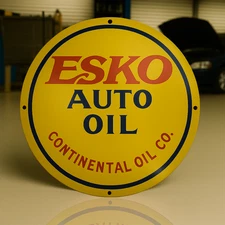 Vintage  Esko Auto Oil Heavy Metal Sign XL - 19.7" (50 cm)